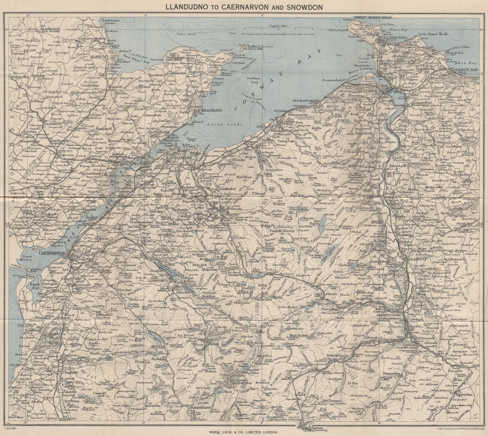 NW WALES. Llandudno Caernarvon Snowdonia Anglesey Bangor. WARD LOCK 1950 map